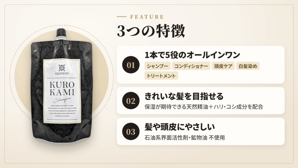 イクモアクロカミシャンプーの特徴