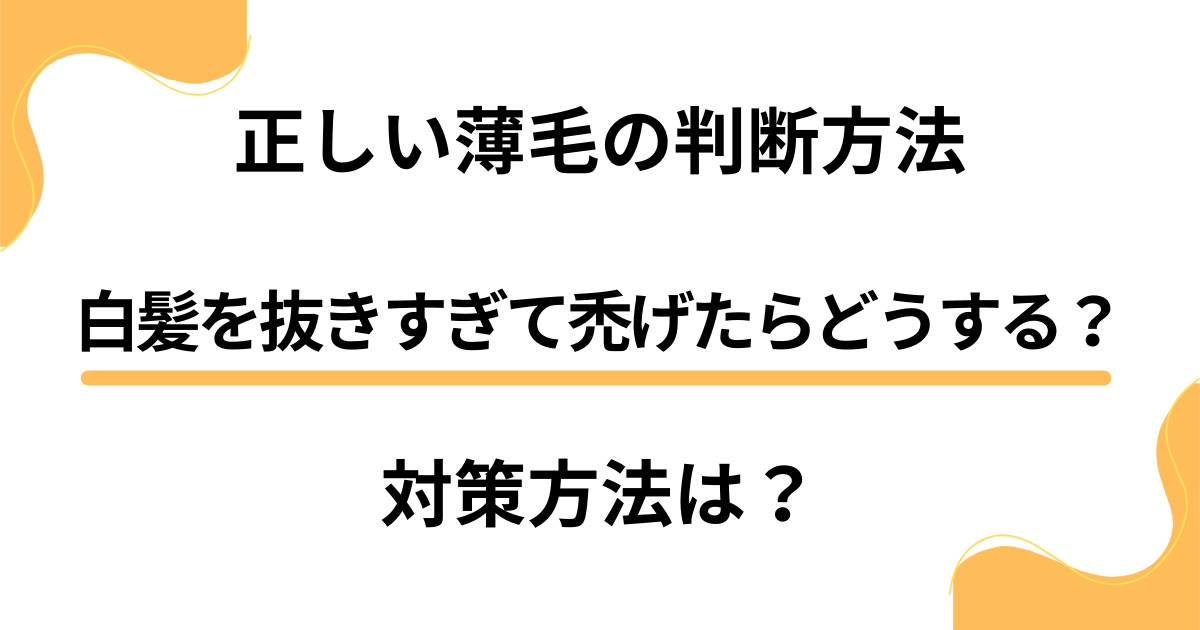 白髪を抜きすぎて禿げたらどうする？正しい薄毛の判断方法と対策方法とは？