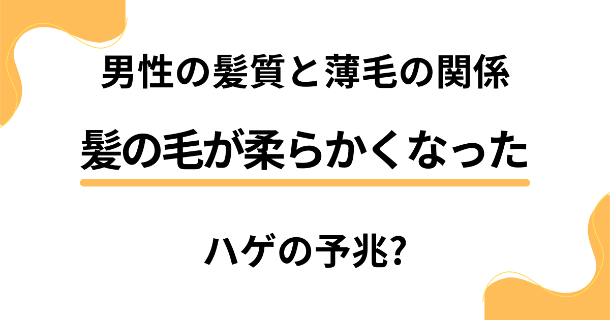 【髪の毛が柔らかくなった】男性の髪質と薄毛の関係からわかるハゲの予兆