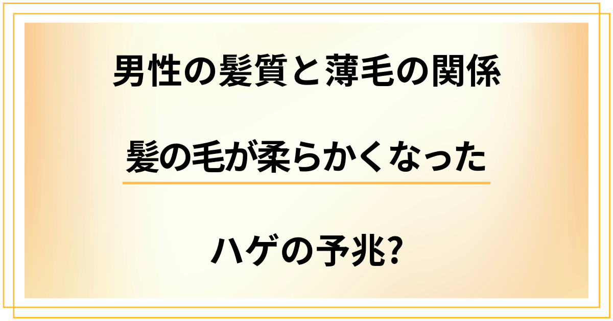 【髪の毛が柔らかくなった】男性の髪質と薄毛の関係からわかるハゲの予兆