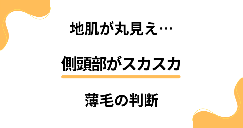 側頭部がスカスカで地肌が丸見え。男女ともに確認すべき薄毛の判断