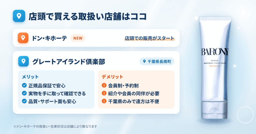 バロニー歯磨き粉の店頭での取り扱い店舗は?