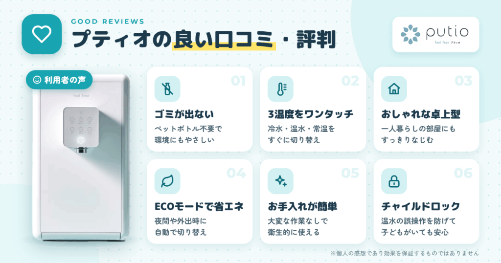 プティオ ウォーターサーバーの良い口コミと評判