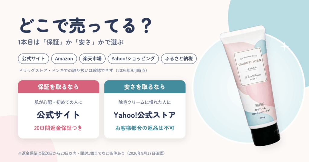つるるんたんはどこで売ってる?価格と20日間返金保証の条件