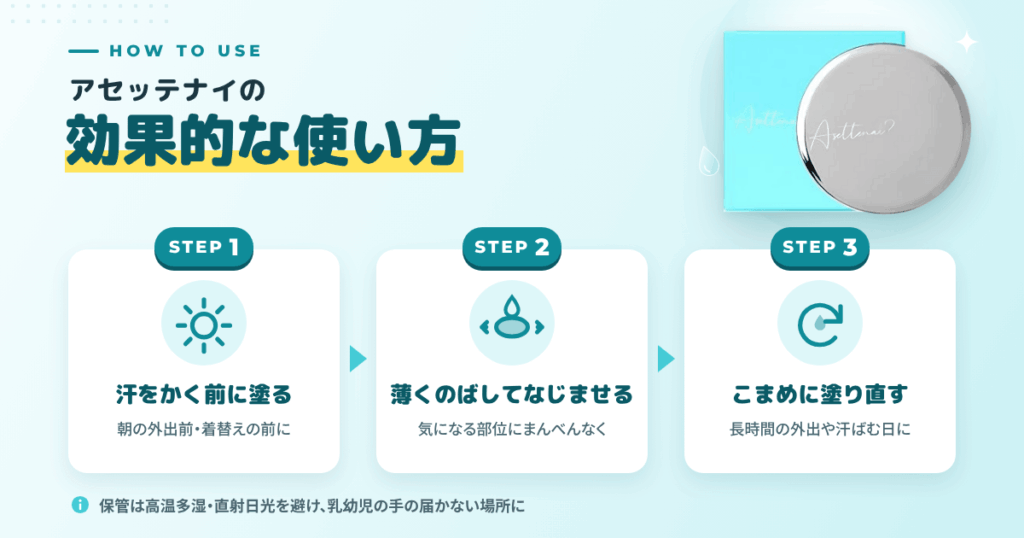 アセッテナイの効果的な使い方