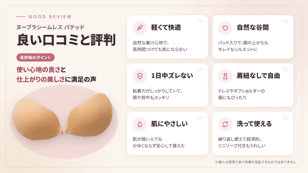 ヌーブラシームレス パテッドの良い口コミと評判