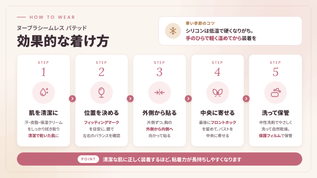 ヌーブラシームレス パテッドの効果的な着け方