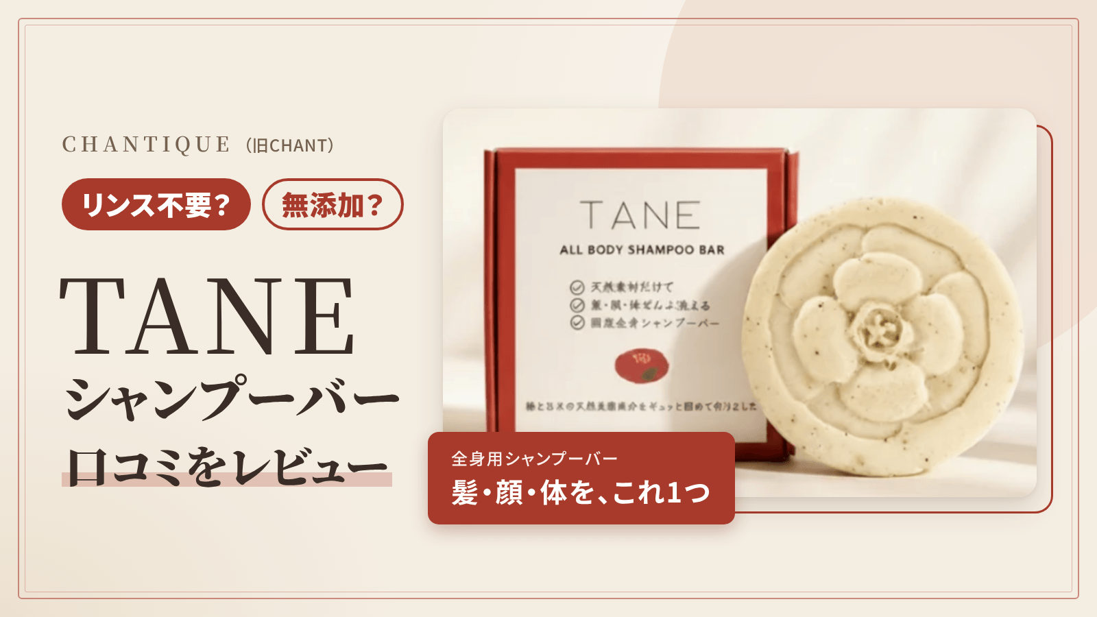 【リンス不要？】無添加？TANEシャンプーバーの口コミをレビュー
