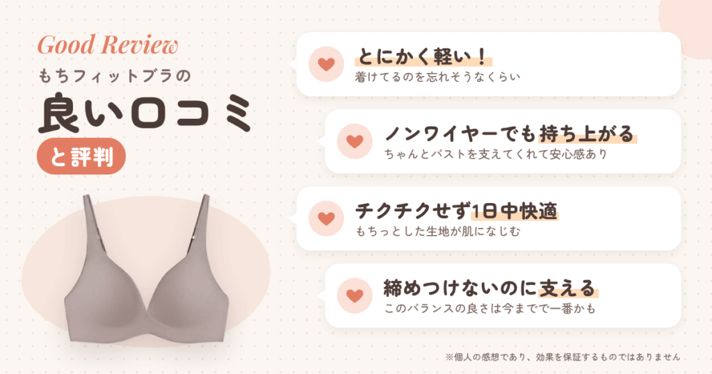 もちフィットブラの良い口コミと評判