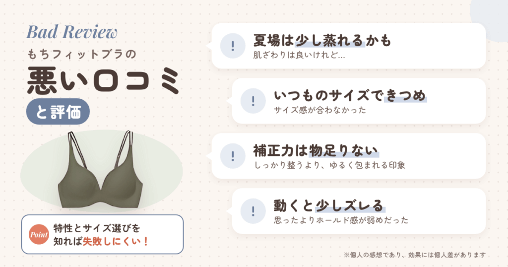 もちフィットブラの悪い口コミ評価