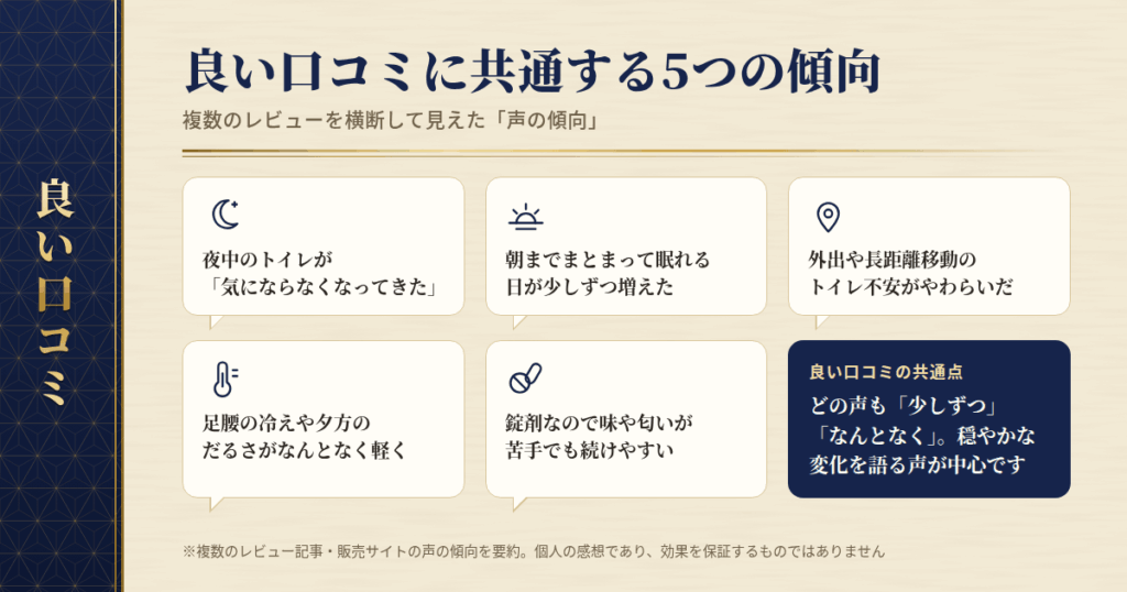 てんらい黄望皇の良い口コミに共通する5つの傾向
