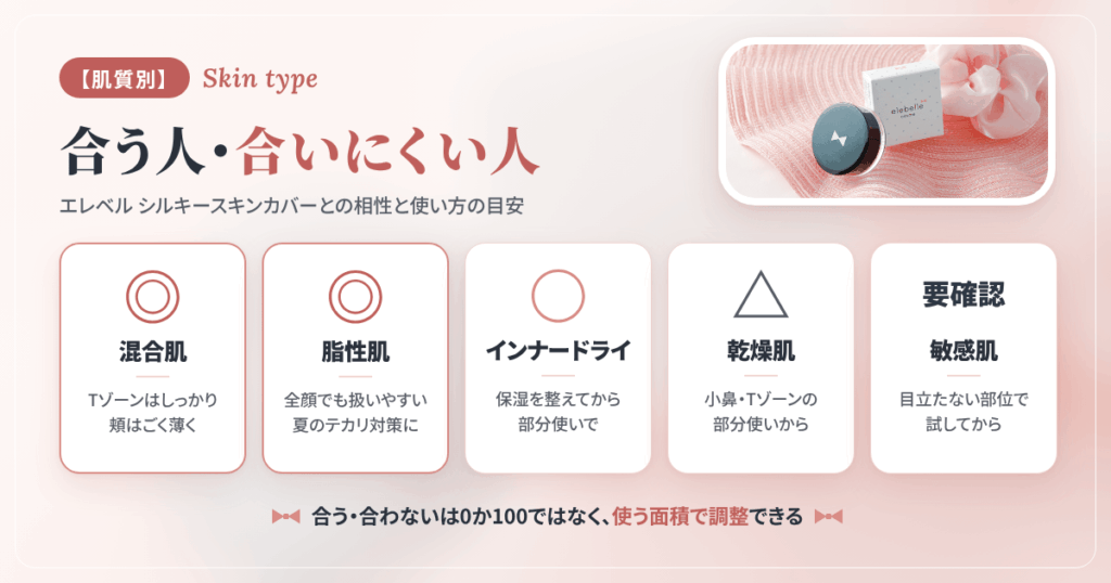 【肌質別】エレベル シルキースキンカバーが合う人・合いにくい人