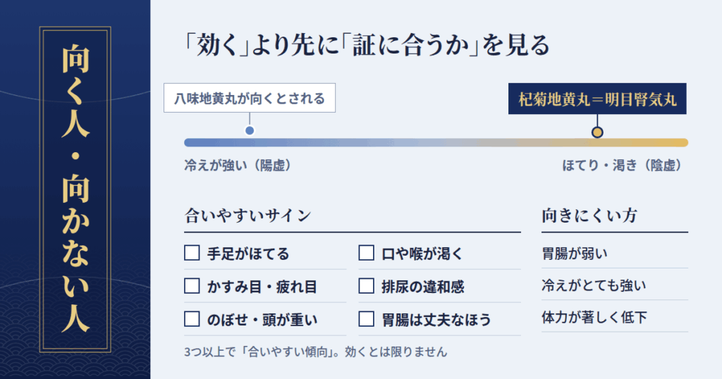 どんな人に向く・どんな人に向かないか:漢方の「証」で線引き