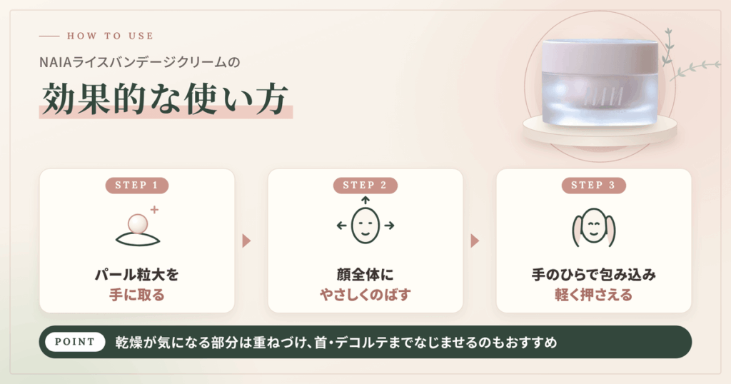 NAIA（ナイア）ライスバンデージクリームの効果的な使い方