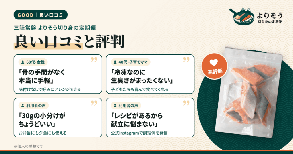 三陸常磐 よりそう切り身の定期便の良い口コミと評判