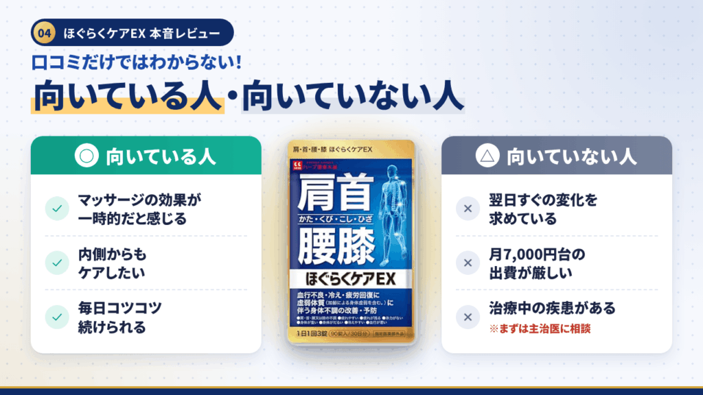 口コミだけではわからない！ほぐらくケアEXが向いている人・向いていない人
