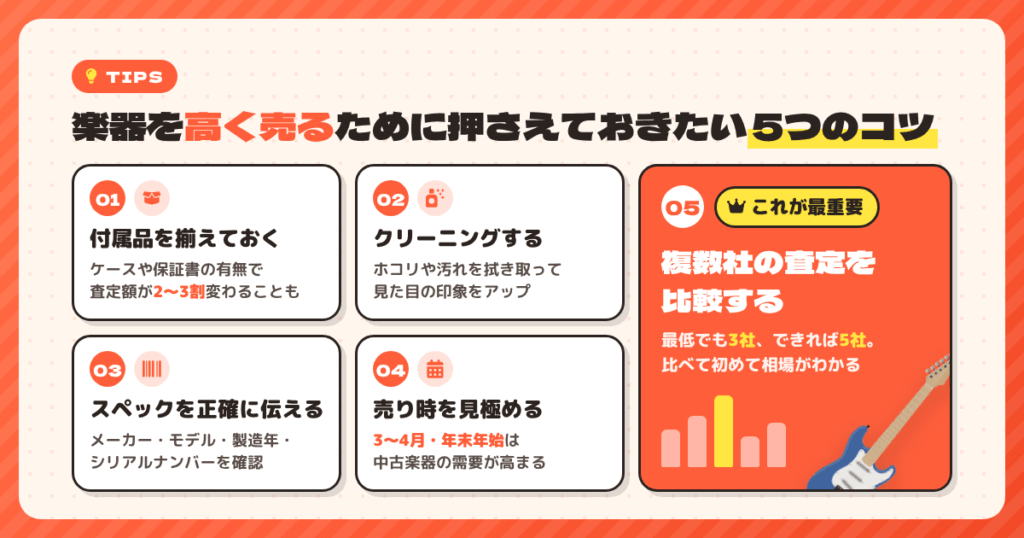 楽器を高く売るために押さえておきたい5つのコツ