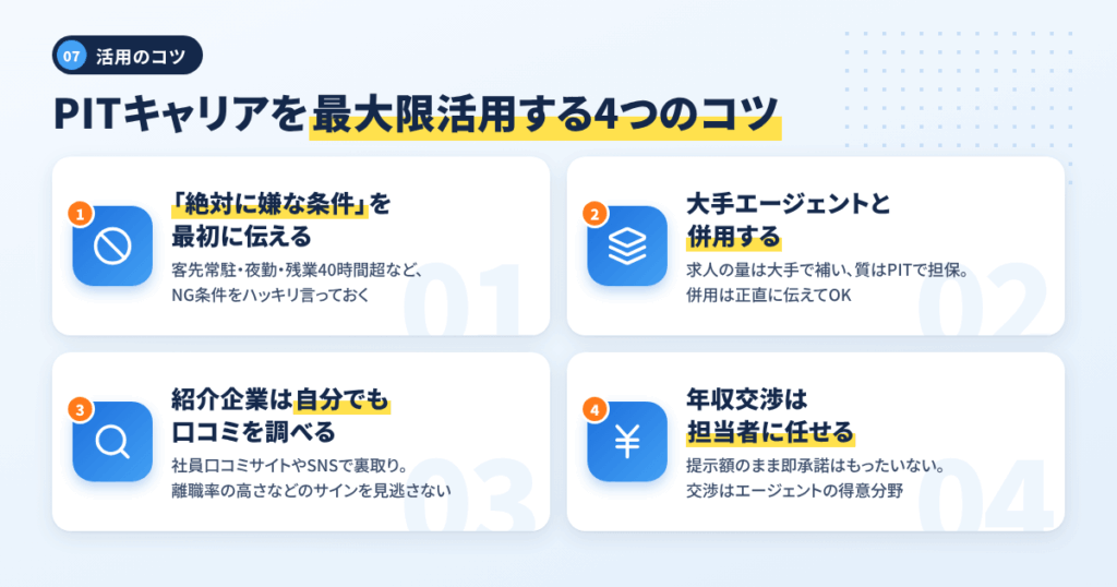 評判から見える「PITキャリアを最大限活用する4つのコツ」