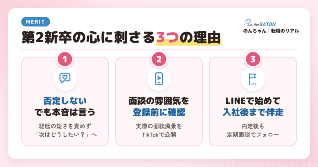 転職のリアルのんちゃんのメリット｜第2新卒の心に刺さる3つの理由