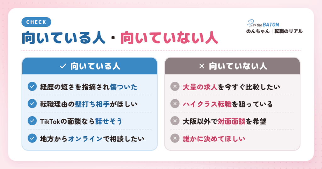 転職のリアルのんちゃんが向いている人・向いていない人