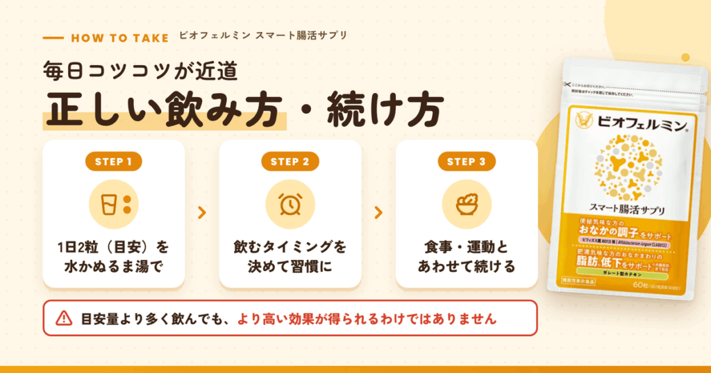 ビオフェルミン スマート腸活サプリの正しい飲み方・続け方