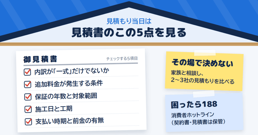後悔しないための依頼手順|見積もり当日にやること