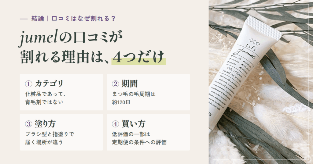 【結論】jumel(ジュメル)の口コミはなぜ割れる?理由は4つだけ