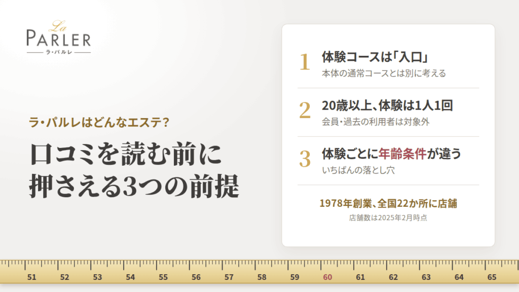 ラ・パルレはどんなエステ?口コミを読む前に押さえる3つの前提
