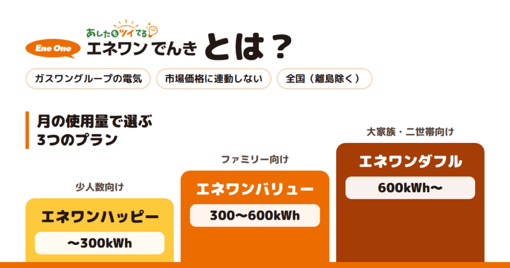 エネワンでんきとは？運営会社と3つの料金プランを整理