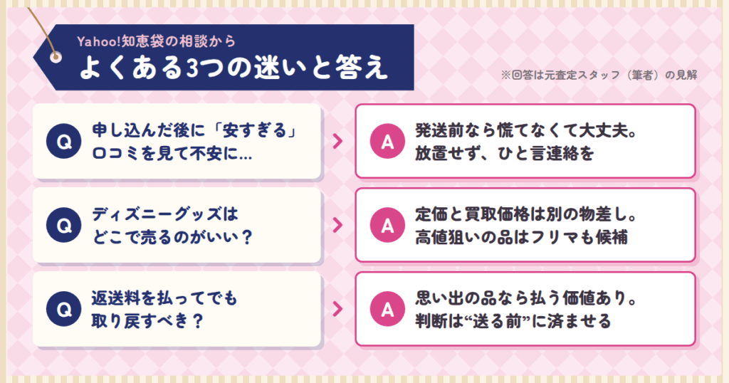 ディズニーグッズ買取JUSTYの知恵袋の相談を読み解く